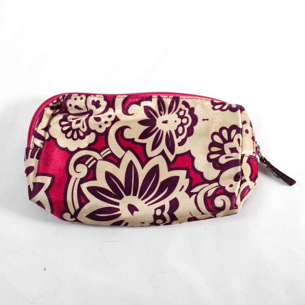 Y2K Floral Pink Purple Cream Makeup Bag